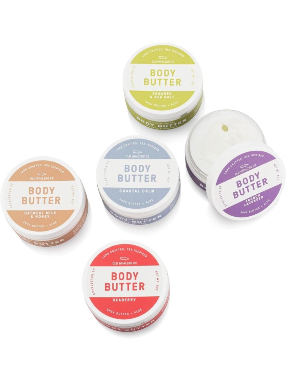 5-Piece Body Butter Set - Soothing Shea, Aloe & Sunflower Oil Creams - 8oz Jars